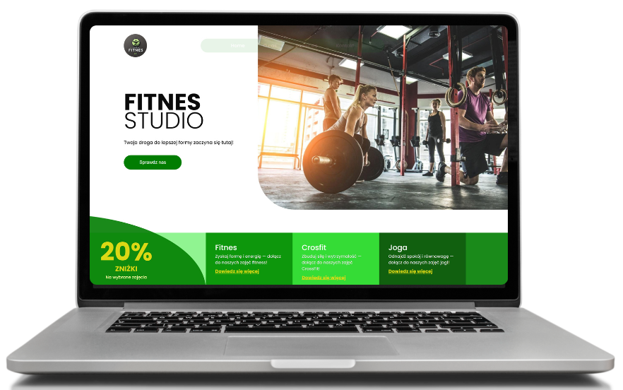 Widok desktopowy strony Studio Fitness